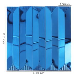 Mosaico de acero inoxidable – azul, lineal, formato alargado
