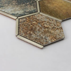 Mosaikfliesen aus Aluminium – Blau / Bronzefarben, Sechsecke, für Wände