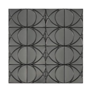 Front view of brushed black stainless steel square mosaic tile