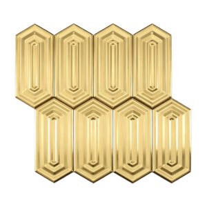 Brushed Gold Elongated Hexagon Stainless Steel Mosaic Tile-BJTiles