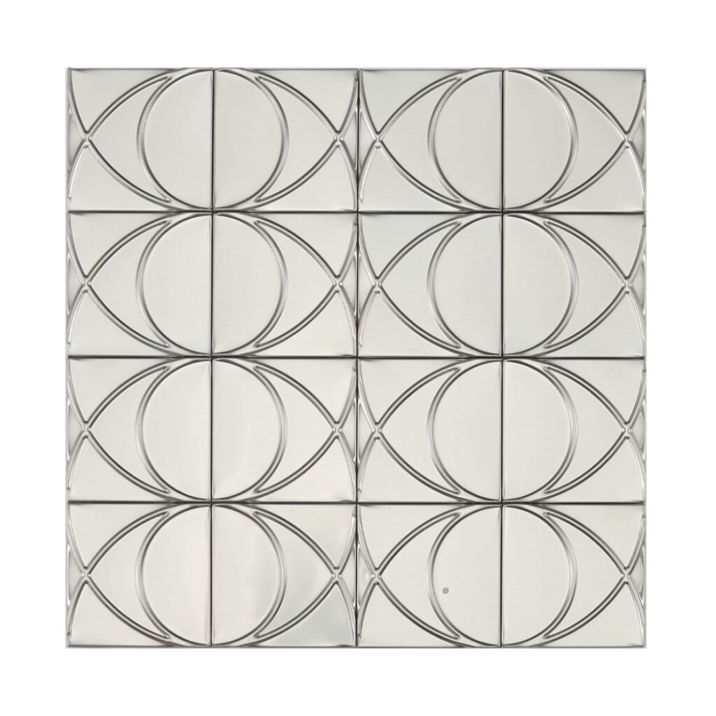 Mosaïque en métal – argenté, rond, brossé