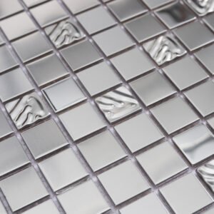 Børstet sølvfarvet kvadratisk metalmosaik til dekorative vægge og bardiske