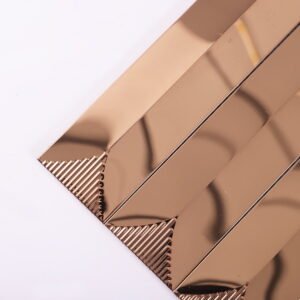 Metallmosaikfliesen – Goldfarben, Metroformat, für Fliesenspiegel – BJ-F8C6C876CD51