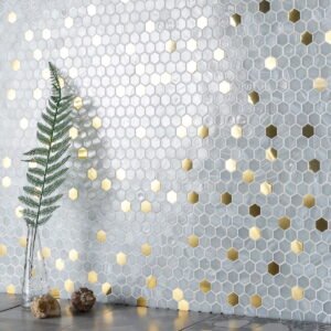 Piastrelle a mosaico in vetro e metallo – esagonale