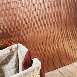 Metallmosaikfliesen – Roségold, Streifen, Wellenmuster, 3D-Struktur
