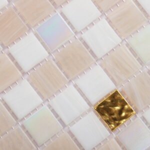 Glasmosaikfliesen – Goldfarben / Beige, 24K-Gold, mit Goldfolie