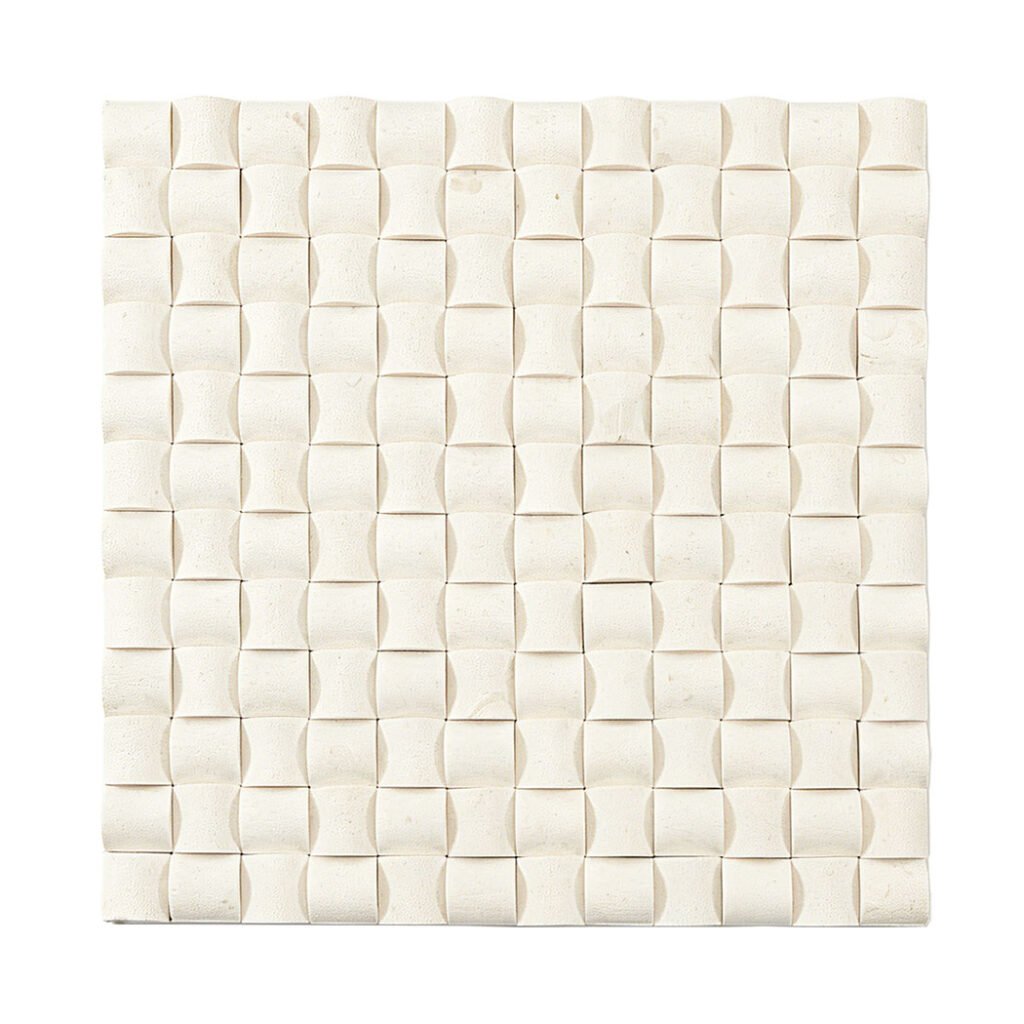 Mosaïque en pierre naturelle – crème, carré, 3D, pour mur