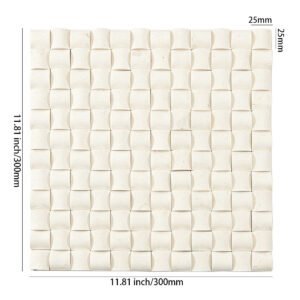 Mosaïque en pierre naturelle – crème, carré, 3D, pour mur