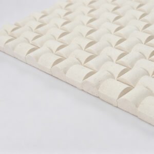 Mosaïque en pierre naturelle – crème, carré, 3D, pour mur