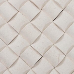 Mosaïque en pierre naturelle – crème, carré, 3D, pour mur