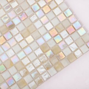 Piastrelle a mosaico in vetro – beige, iridescente