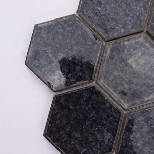 Keramikmosaikfliesen – Dunkelgrau / Blau, Sechsecke, Crackle-Oberfläche