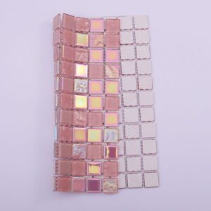 Mosaico de vidrio – rosa, cuadrado, iridiscente