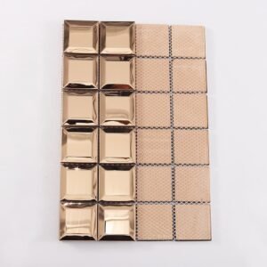 Mosaico quadrado brilhante de aço inoxidável em ouro rosa para paredes interiores modernas
