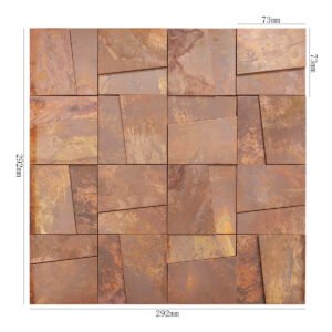 Mosaikfliesen – Kupferfarben, Quadrate, 3D-Struktur, für Fliesenspiegel – BJ-264DA773B030