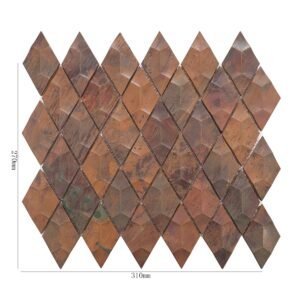 Mosaikfliesen – Kupferfarben, Rauten, 3D-Struktur, für Wände