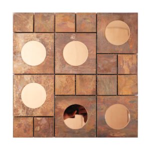 Full sheet of antique copper and stainless steel metal mosaic tiles.