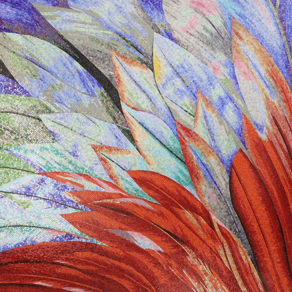 Panneau mural en mosaïque – multicolore, en verre, fait main