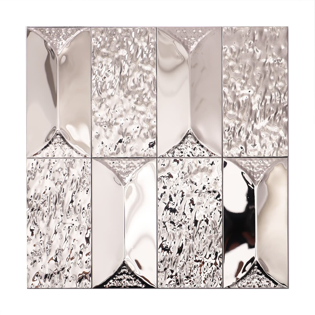Silver 3D Peel and Stick Mosaic Tile Decorative Metal Wall