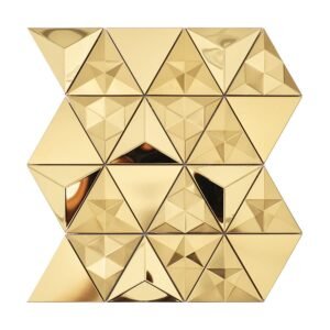 Mosaico de acero inoxidable – dorado, triangular, 3D, para salpicadero