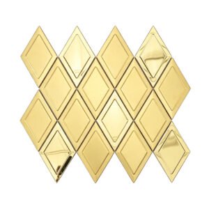 Gold diamond stainless steel mosaic tile sheet with brushed and reflective finishes