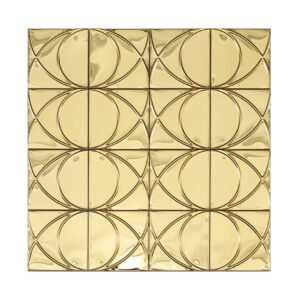 Front view of gold mirror stainless steel square pattern mosaic tile