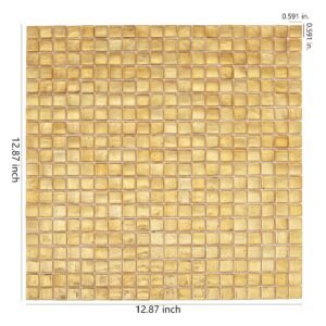Piastrelle a mosaico in vetro – dorato, quadrato, a foglia, con lamina dorata, per paraschizzi