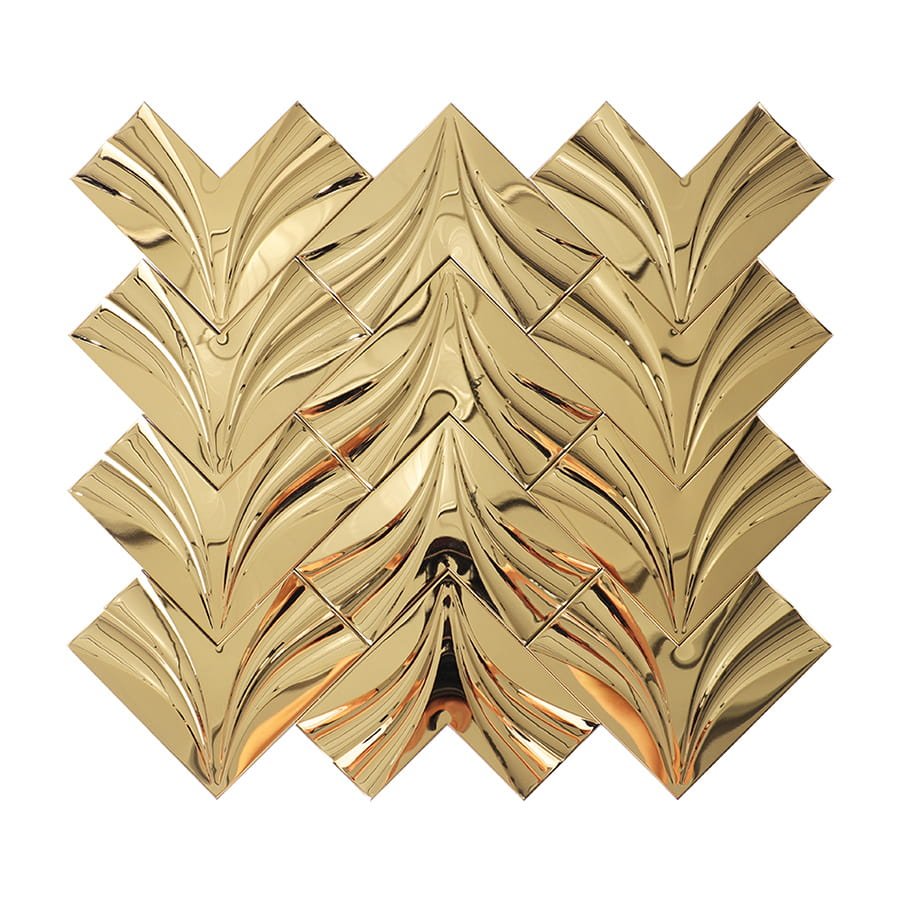 Full sheet of gold mirror herringbone stainless steel mosaic wall tile