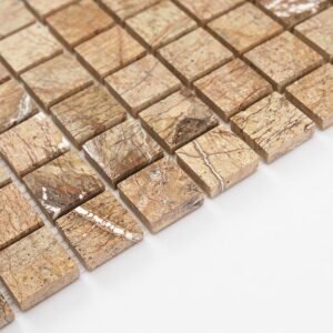Mosaico de mármol – marrón, cuadrado, para pared