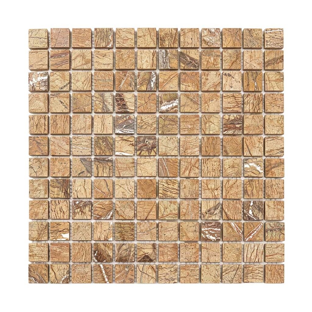 Mosaico de mármol – marrón, cuadrado, para pared