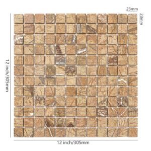 Mosaico de mármol – marrón, cuadrado, para pared
