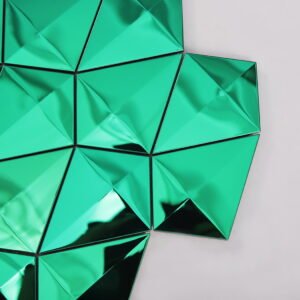 Mosaico de aço inoxidável verde com espelho e relevo 3D em forma de diamante
