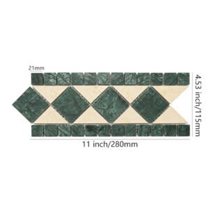 Marmormosaikfliesen – Grün / Cremefarben, Rauten, geometrisches Muster