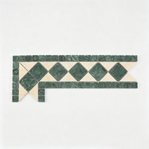 Marmormosaikfliesen – Grün / Cremefarben, Rauten, geometrisches Muster