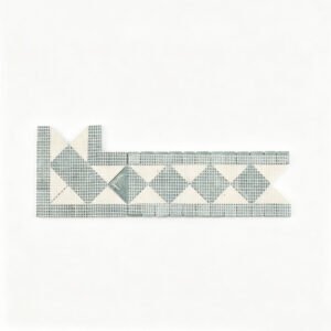Marmormosaikfliesen – Grün / Cremefarben, Rauten, geometrisches Muster