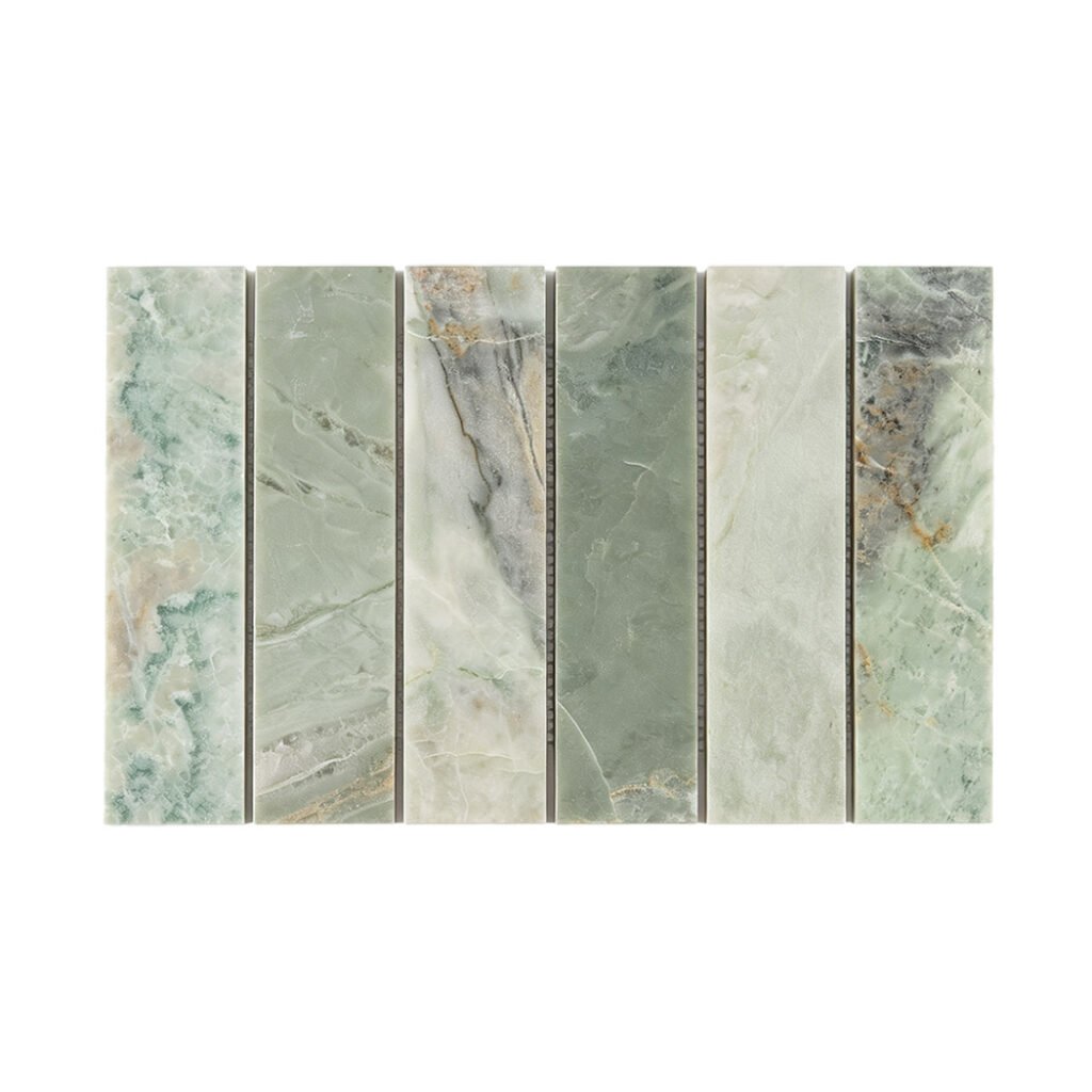 Mosaïque en marbre – vert sauge, linéaire, pour sol
