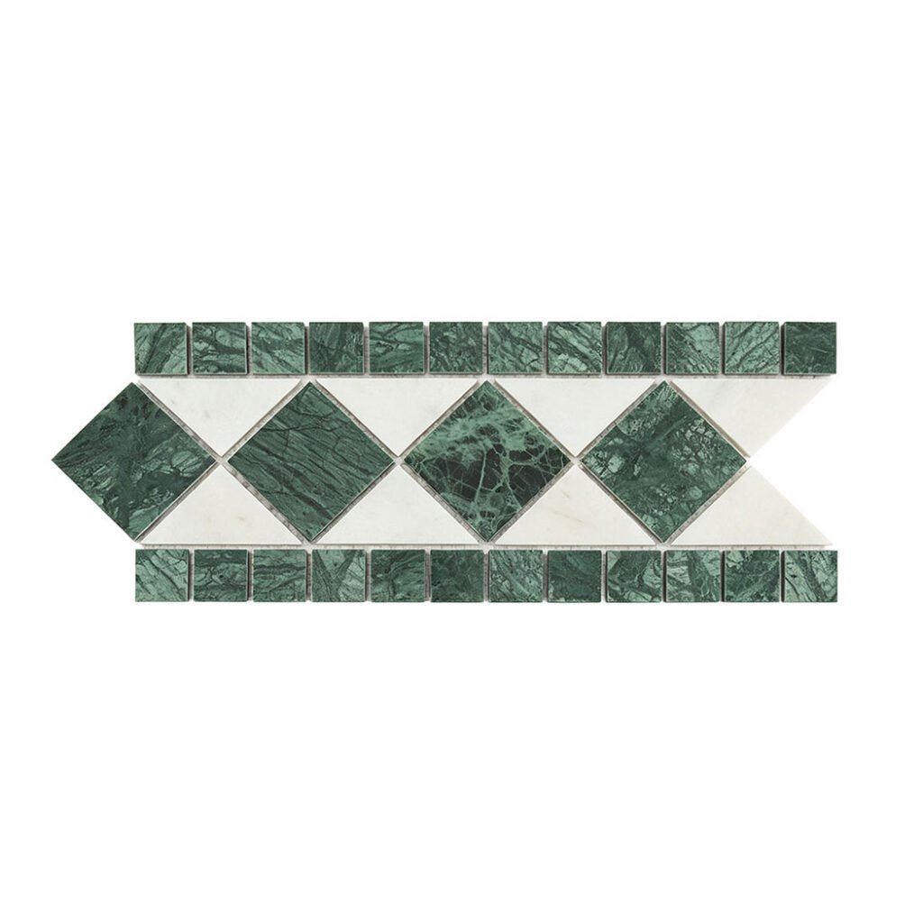 Piastrelle a mosaico in marmo – bianco / verde – BJ-0F945666CCE0