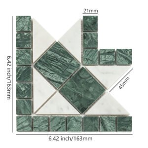 Piastrelle a mosaico in marmo – bianco / verde – BJ-0F945666CCE0
