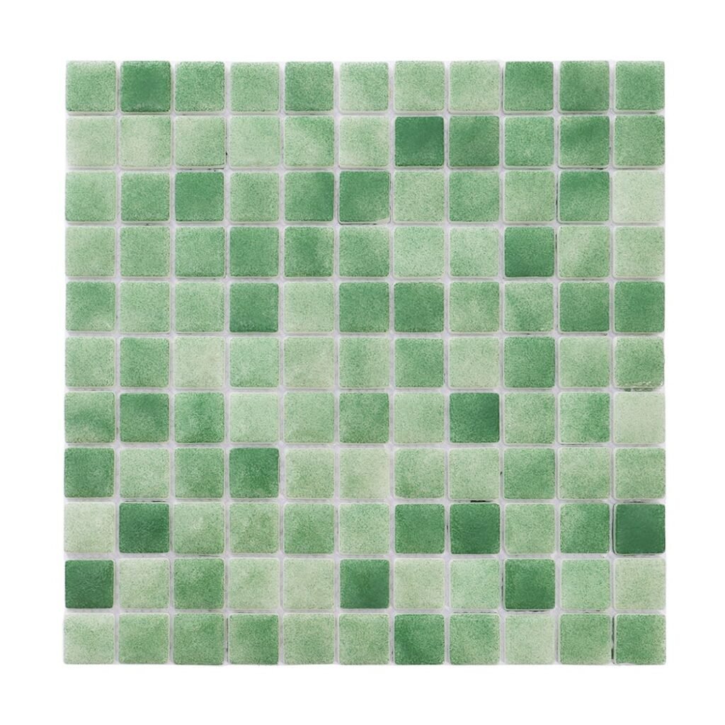 Mosaico de vidrio – verde, cuadrado, reciclado, para salpicadero
