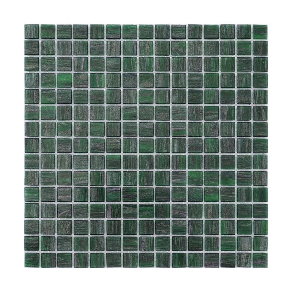 Mosaico de vidrio – verde oscuro, cuadrado, para suelo