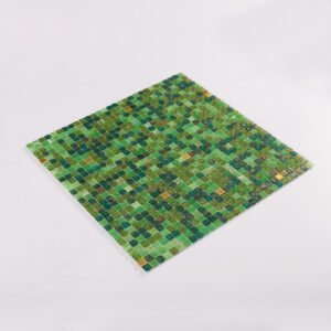 Mosaïque en verre – vert / doré, carré, mini format, 24K carats