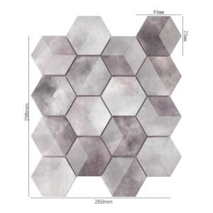 Mosaikfliesen aus Aluminium – Grau, Sechsecke, für Wände