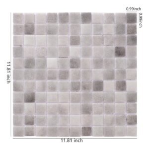 Szara kwadratowa mozaika z recyklingowanego szkła na ścianę i podłogę, 11.81 in. x 11.81 in.