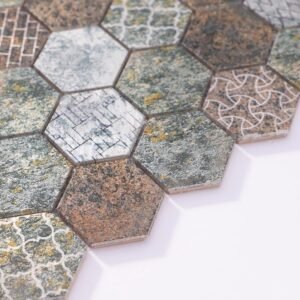 Mosaïque en aluminium – hexagonal, relief