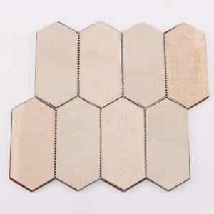 Mosaïque en acier inoxydable – or rose / cuivre, hexagonal, format allongé, pour mur