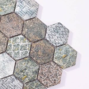 Mosaïque en aluminium – hexagonal, relief