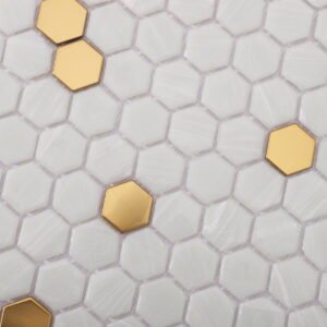 Piastrelle a mosaico in vetro e metallo – esagonale