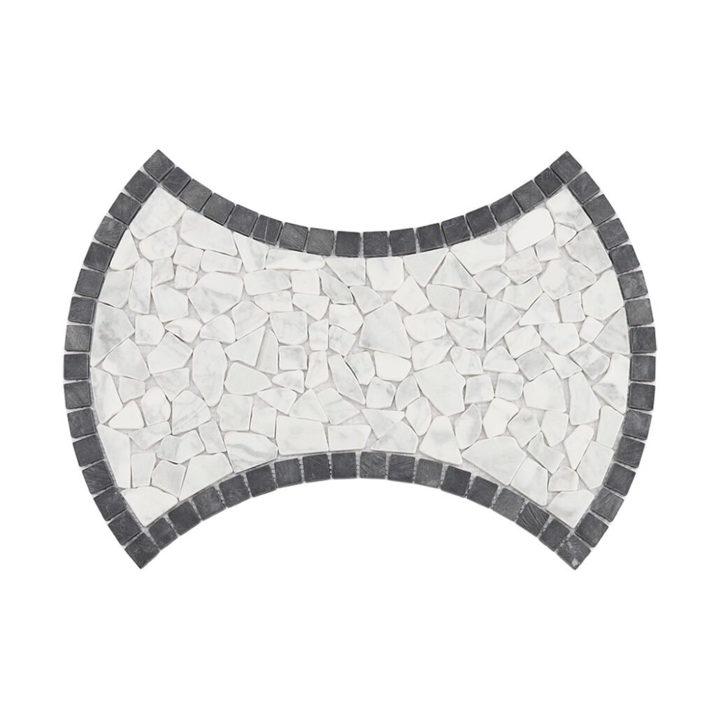 Piastrelle a mosaico in pietra naturale – bianco / nero, a ciottoli, per pavimenti