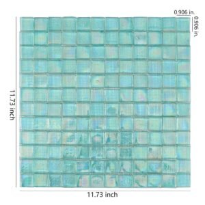 Glasmosaikfliesen – Aquablau / Grün, Quadrate, irisierend