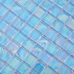 Glasmosaikfliesen – Hellblau, Quadrate, irisierend, für Pools